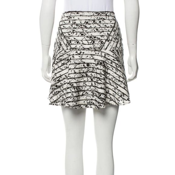 Parker Silk Black White Print Mesh Mini Skirt - Picture 3 of 16